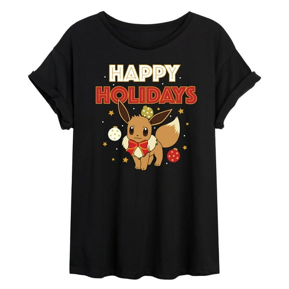 Pokémon - Happy Holidays Evee - Juniors Ideal Flowy Muscle T-Shirt