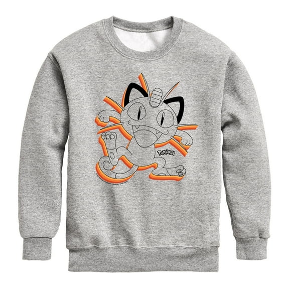 Pokémon - Happy Meowth Retro - Youth Crewneck Fleece Sweatshirt