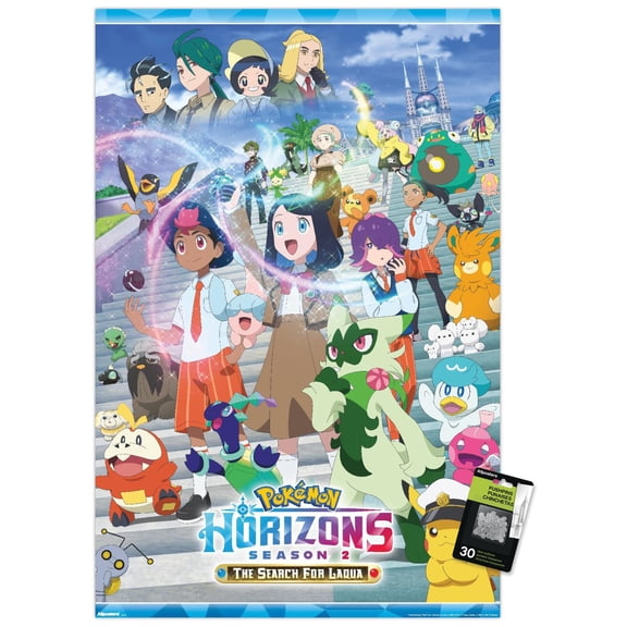 Pokémon Horizons: Season 2 - Key Art Wall Poster with Push Pins, 22.375" x 34"