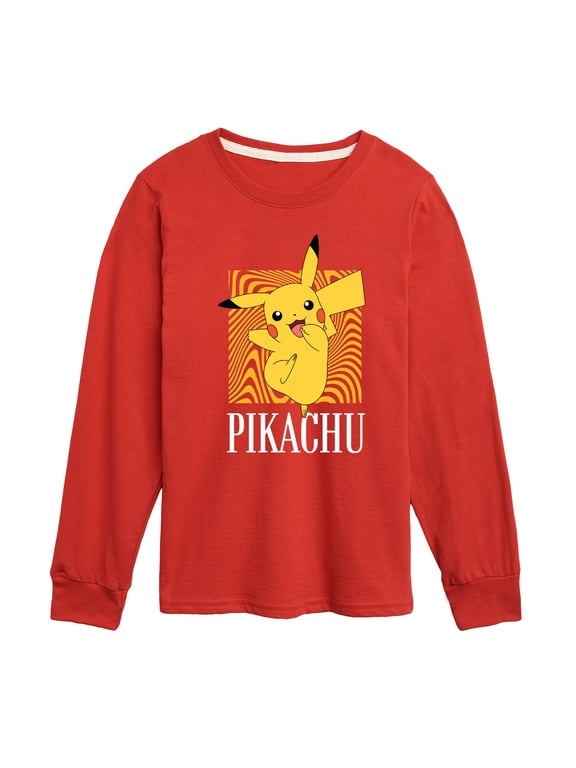 - Hypnotic Pikachu Art Boys' Long Sleeve Graphic T-Shirt