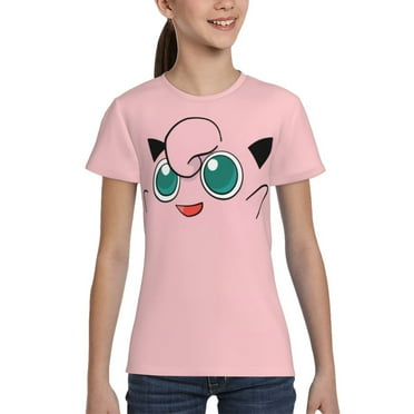 Pokémon -Jigglypuff Girls Shirts,Baby Girls' and Toddler Summer Short Sleeve Graphic T-Shirts 6-18 Years,XS