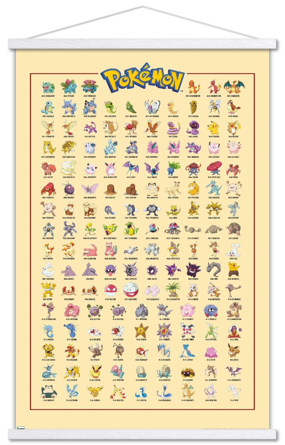Pokemon - Kanto Grid Wall Poster with Magnetic Frame, 22.375" x 34"