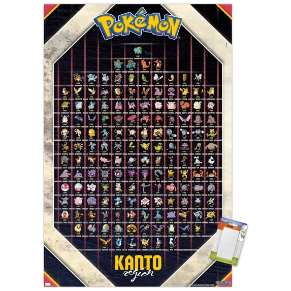 Pokemon - Kanto Region Wall Poster, 22.375" x 34"