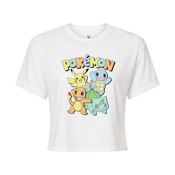 Pokémon - Kanto Starters - Juniors Cropped Cotton Blend T-Shirt
