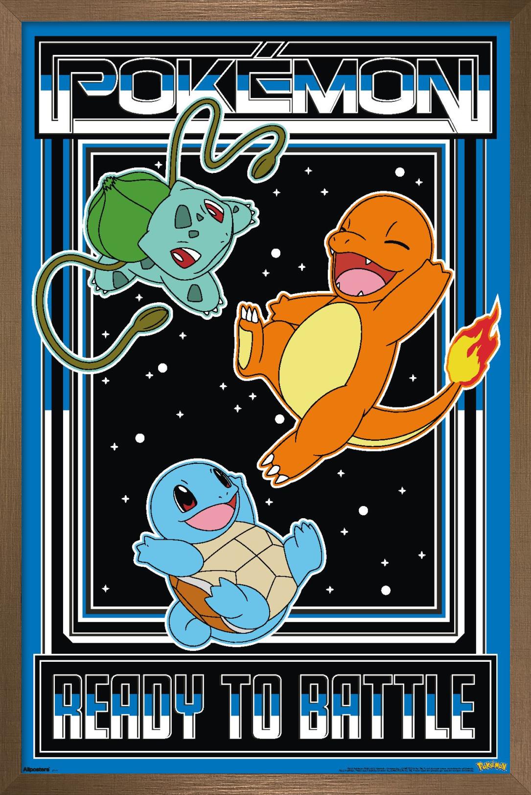 Pokémon - Kanto Starters Ready to Battle Wall Poster, 22.375
