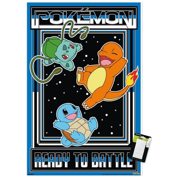 Pokémon - Kanto Starters Ready to Battle Wall Poster, 14.725" x 22.375"