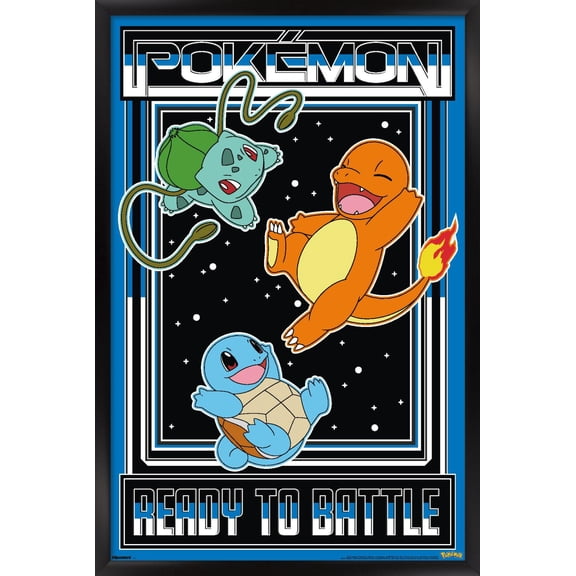 Pokémon - Kanto Starters Ready to Battle Wall Poster, 22.375" x 34" Framed