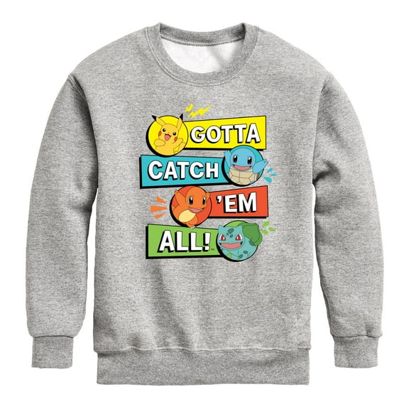 Pokémon - Kanto Starters - Youth Crewneck Fleece Sweatshirt