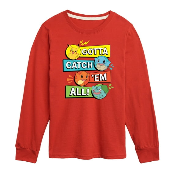 Pokémon - Kanto Starters - Youth Long Sleeve Graphic T-Shirt