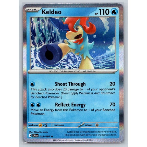 Pokmon Keldeo ME04 Chaos Rising 019/086 Holo Rare Trading Card