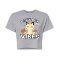 thumbnail image 1 of Pokémon - Lazy Day Vibes Meowth - Juniors Cropped Cotton Blend T-Shirt, 1 of 5