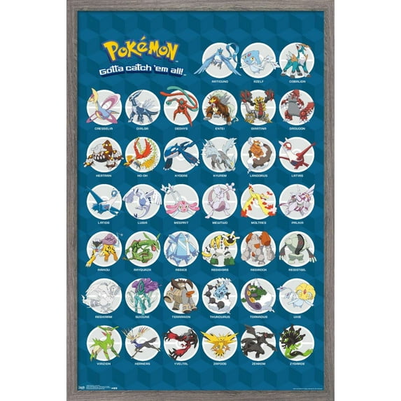 Pokemon - Legendary Wall Poster, 14.725" x 22.375", Framed