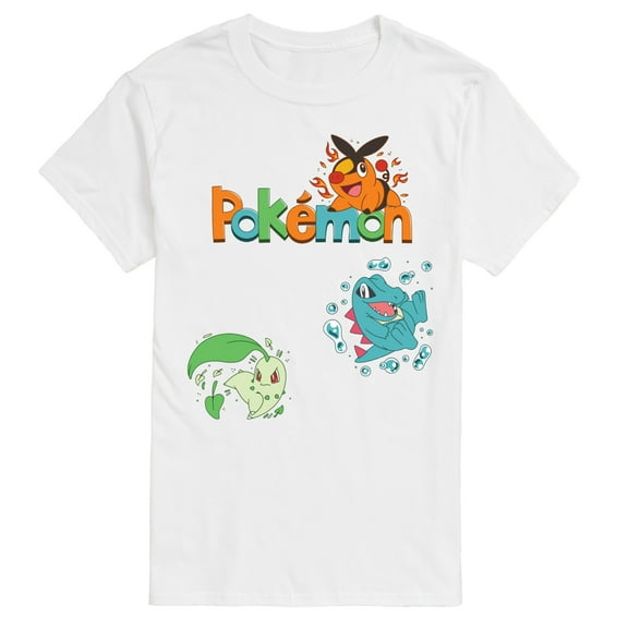 Pokémon - Chicorita, Tepig, Totodile  - Men's Short Sleeve Graphic T-Shirt