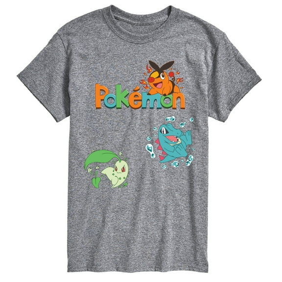 Pokémon - Chicorita, Tepig, Totodile  - Men's Short Sleeve Graphic T-Shirt