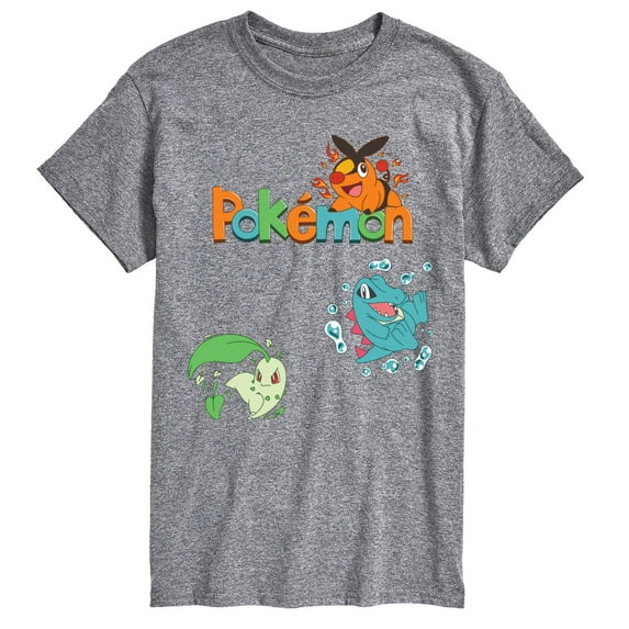 Pokémon - Chicorita, Tepig, Totodile - Men's Short Sleeve Graphic T-Shirt