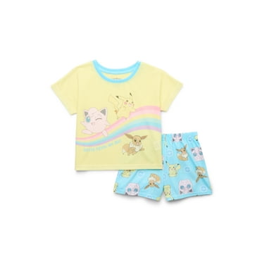 Pokémon Little Girls and Big Girls Graphic Tee and Shorts Pajama Set, 2-Piece, Sizes 4-12