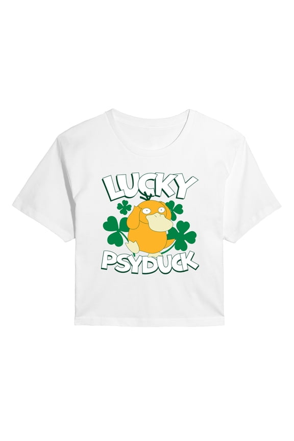 Pokémon - Lucky Psyduck - Juniors Cropped Graphic T-Shirt