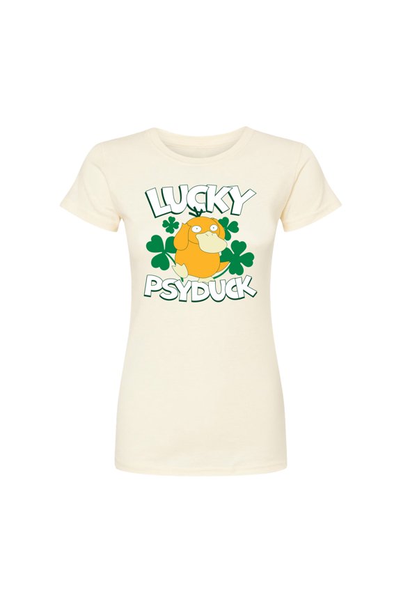 Pokémon - Lucky Psyduck - Juniors Fitted Graphic T-Shirt