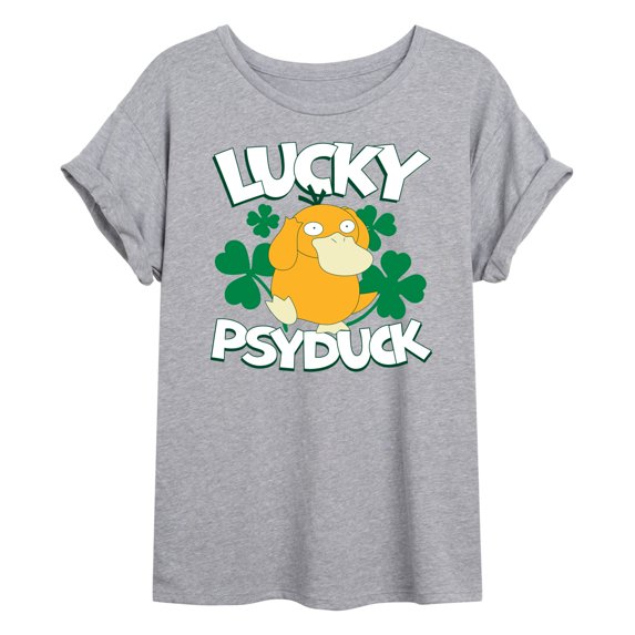 Pokémon - Lucky Psyduck - Juniors Oversized Graphic T-Shirt