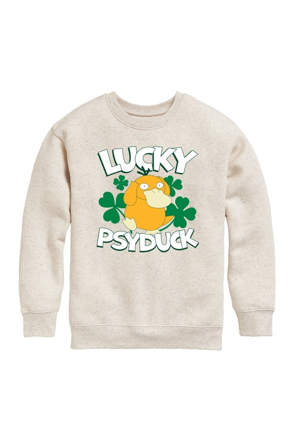 Pokémon - Lucky Psyduck - Youth Boys Crew Fleece Sweatshirt
