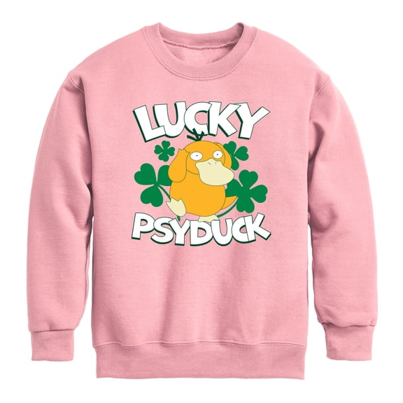 Pokémon - Lucky Psyduck - Youth Boys Crew Fleece Sweatshirt