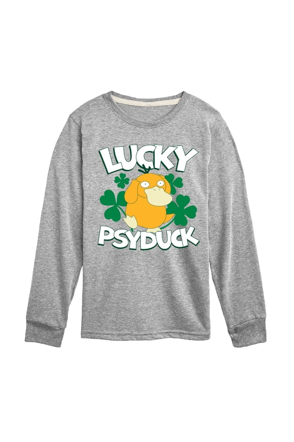 Pokémon - Lucky Psyduck - Youth Boys Long Sleeve Graphic T-Shirt