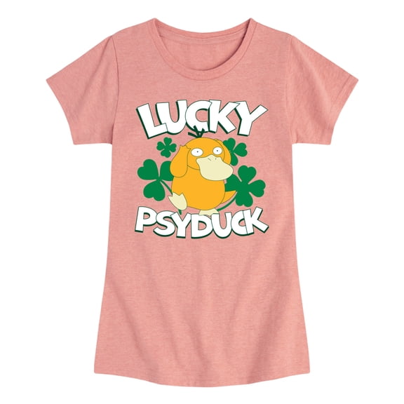 Pokémon - Lucky Psyduck - Youth Girls Fitted Short Sleeve T-Shirt