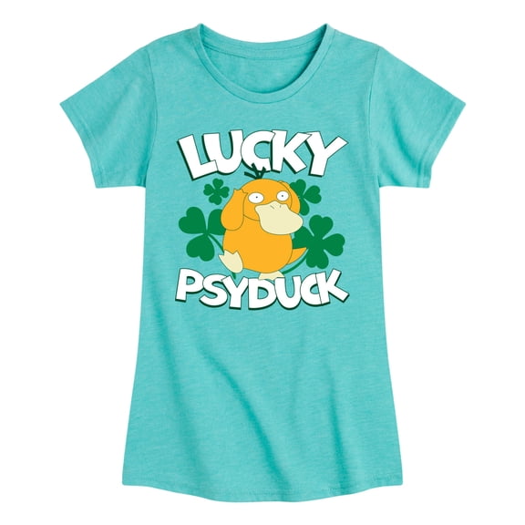 Pokémon - Lucky Psyduck - Youth Girls Fitted Short Sleeve T-Shirt