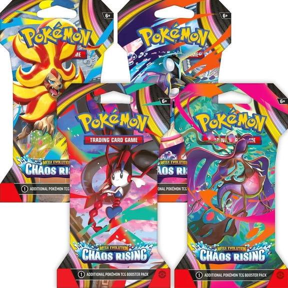Pokmon Mega Evolution - Chaos Rising Sleeved Booster Pack Art Set (4 Packs)