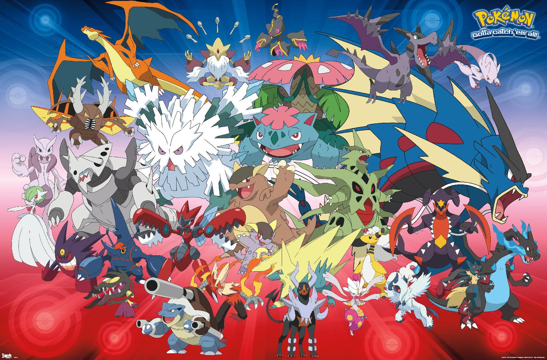 Pokémon - Pikachu, Eevee, And Its Evolutions Wall Poster, 14.725