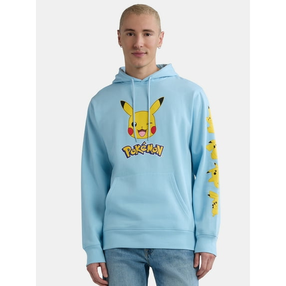 Pokémon Men’s Pikachu Graphic Hoodie with Long Sleeves, Sizes S-3XL