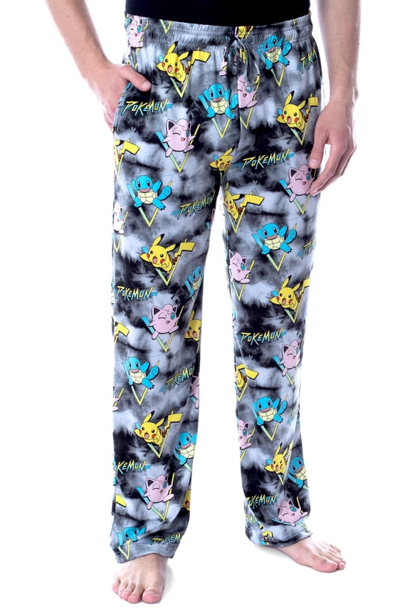 Pok�mon Men's Pikachu Squirtle and Jigglypuff Tie Dye Sleep Pajama Pants (XL)