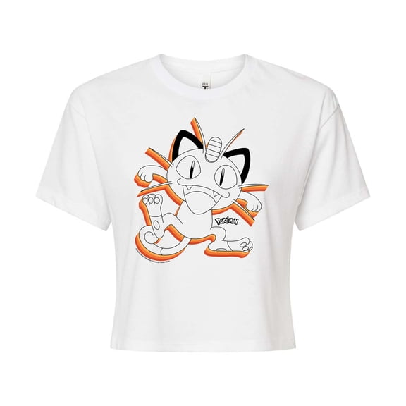 Pokémon - Meowth - Juniors Cropped Cotton Blend T-Shirt