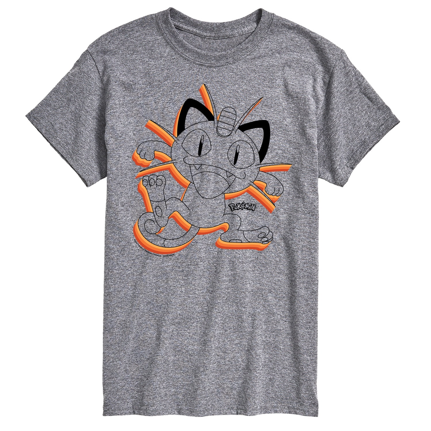 ★ Phyps Department★ Pokemon Gacha Short Sleeve Melange Gr Pok-mon-Meowth-Men-s-Short-