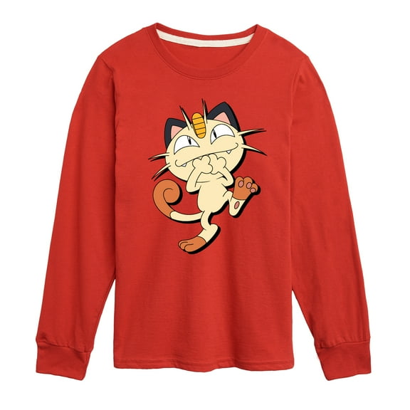 Pokémon - Meowth Mischevious Laugh - Youth Long Sleeve Graphic T- Shirt