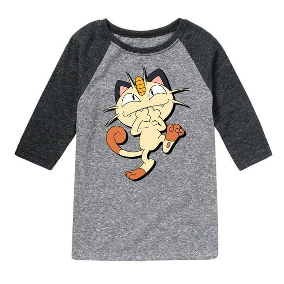 Pokémon - Meowth Mischevious Laugh - Youth Raglan Graphic T- Shirt