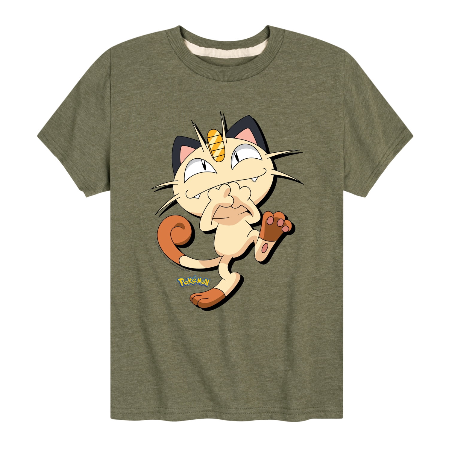 ★ Phyps Department★ Pokemon Gacha Short Sleeve Oatmeal PF Pokémon - Meowth Mischevious Laugh - Youth Short Sleeve