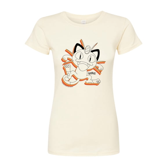 Pokémon - Meowth Repeat  - Juniors Fitted Graphic T-Shirt