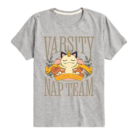 Pokémon - Meowth Varsity Nap Team - Toddler And Youth Short Sleeve Graphic T-Shirt