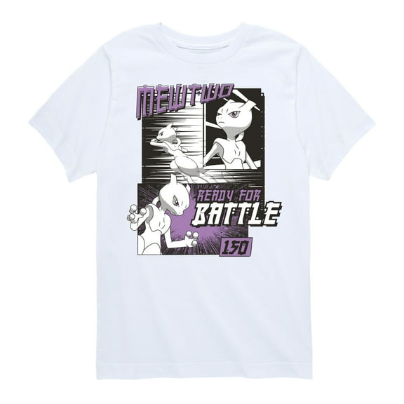Pokémon - Mewtwo Ready For Battle - Youth Short Sleeve Graphic T- Shirt