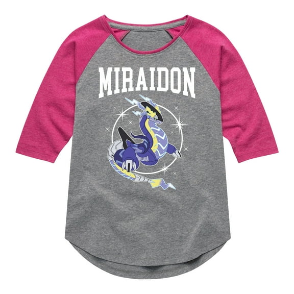 Pokémon  - Miraidon Collegiate - Youth Girls Raglan Graphic T-Shirt