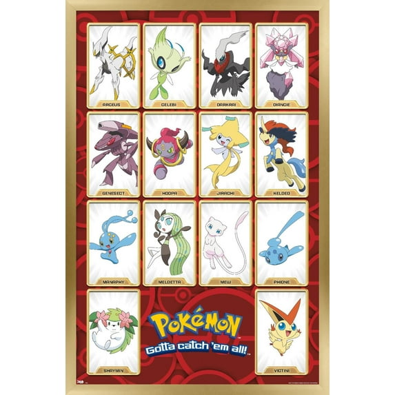 Pokemon - Mythical Wall Poster, 14.725" x 22.375", Framed