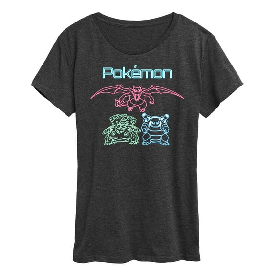 Pokémon - Neon Charizard Venusaur Blastoise - Women's Short Sleeve Graphic T-Shirt