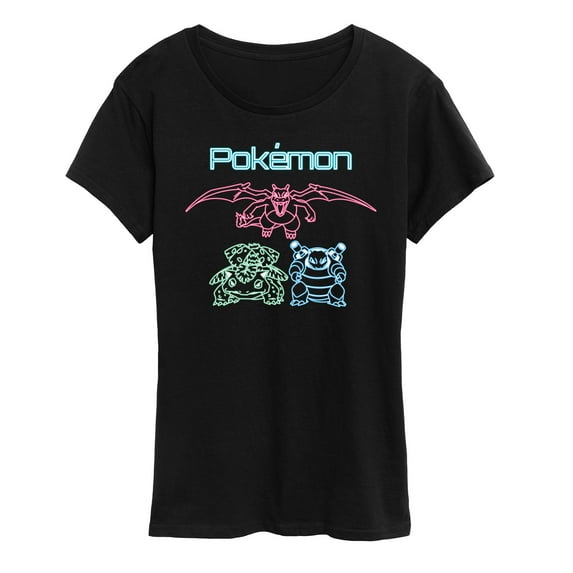Pokémon - Neon Charizard Venusaur Blastoise - Women's Short Sleeve Graphic T-Shirt