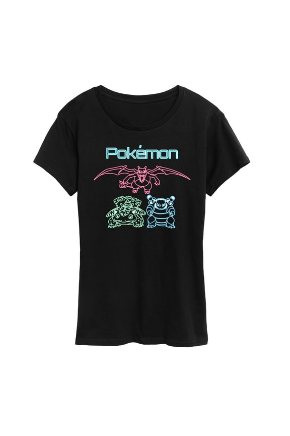 Pokémon - Neon Charizard Venusaur Blastoise - Women's Short Sleeve Graphic T-Shirt