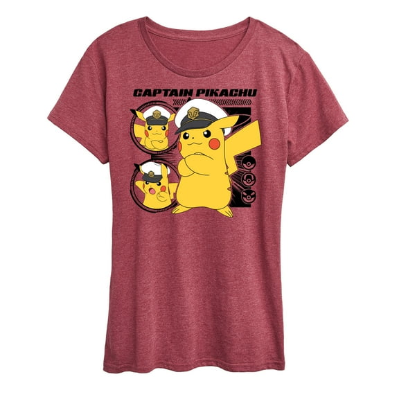 Pokémon - New Horizons - Captain Pikachu - Ladies Short Sleeve Graphic T-Shirt