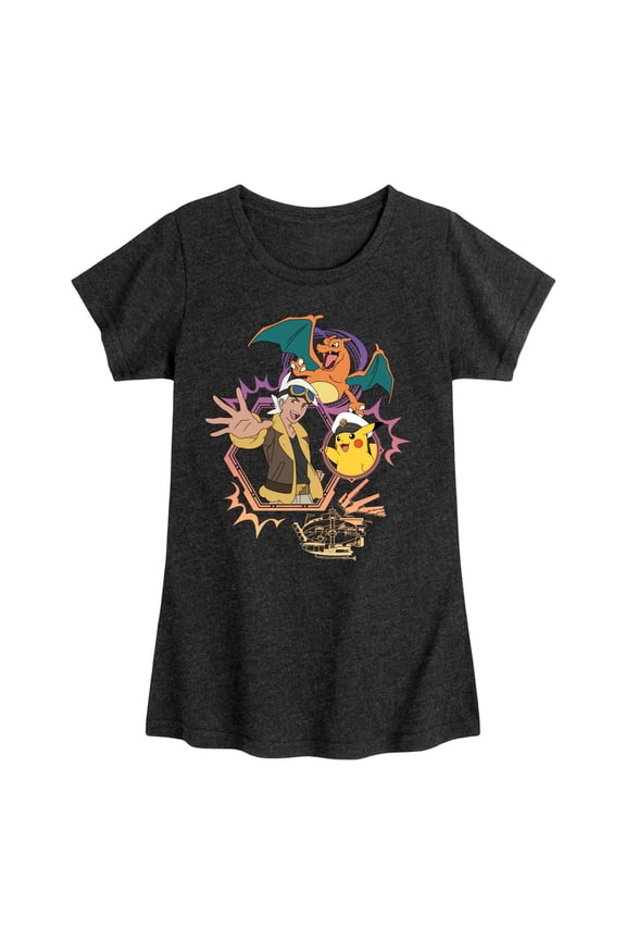 Pokémon - New Horizons - Friede Cap Charizard - Girls Fitted Short Sleeve T-Shirt