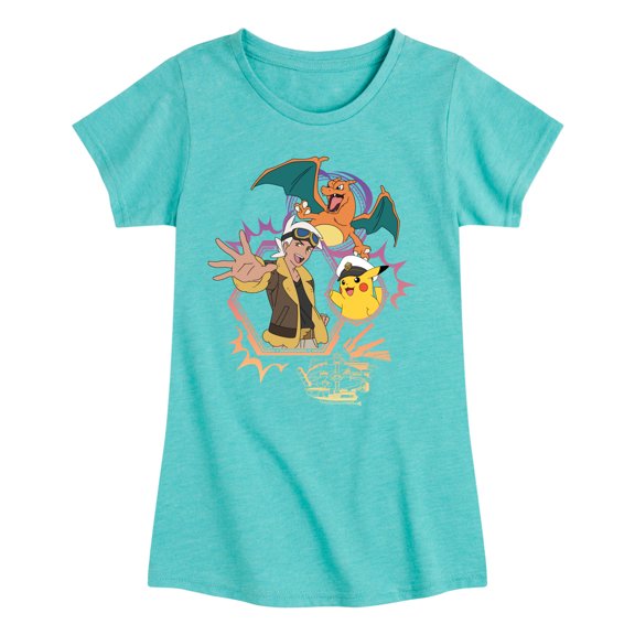 Pokémon - New Horizons - Friede Cap Charizard - Girls Fitted Short Sleeve T-Shirt