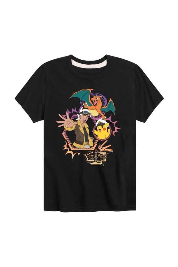 Pokémon - New Horizons - Friede Cap Charizard - Toddler And Youth Short Sleeve T-Shirt