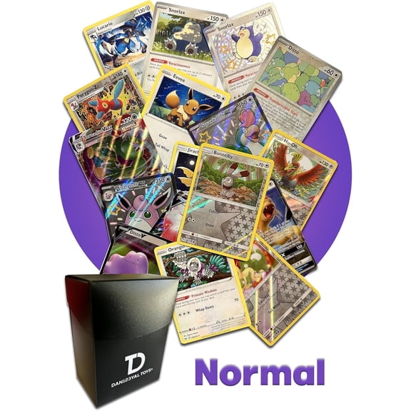 Pokémon Normal Type TCG Assortment Bundle || Guaranteed Ultra Rare Normal Card + 30 Random Normal Type Cards + Dan123yal Deck Box